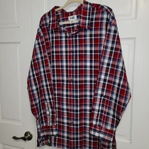 Harbor Bay Long Sleeve Red Plaid Button Down- Men's Big & Tall Size 3XL